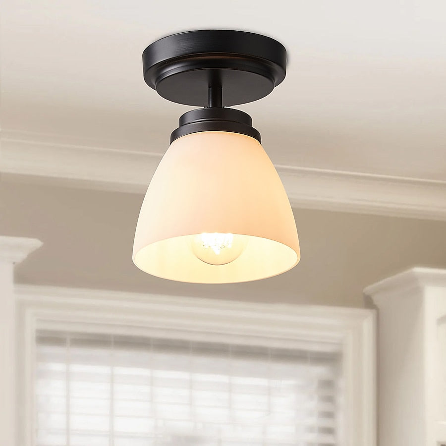 Aiwen 1 -Light 5.9-in Black Semi Flush Mount Light ENERGY STAR Certified - $20