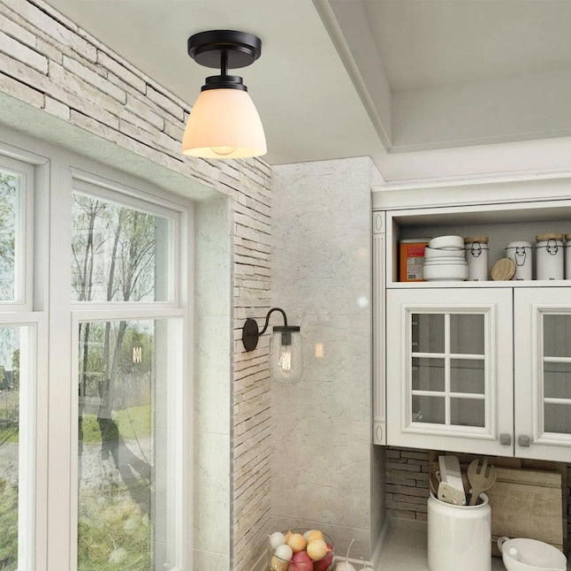 Aiwen 1 -Light 5.9-in Black Semi Flush Mount Light ENERGY STAR Certified - $20