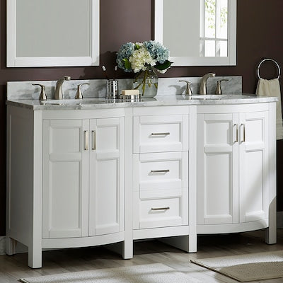 allen roth Moravia 60 in White Undermount Double Sink Bathroom Vanit DISCOUNT BROS