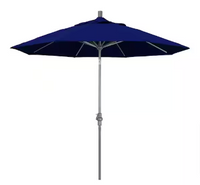 California Umbrella 9 ft. Stone Black Tilt Crank Patio Umbrella in True Blue Sunbrella - $175