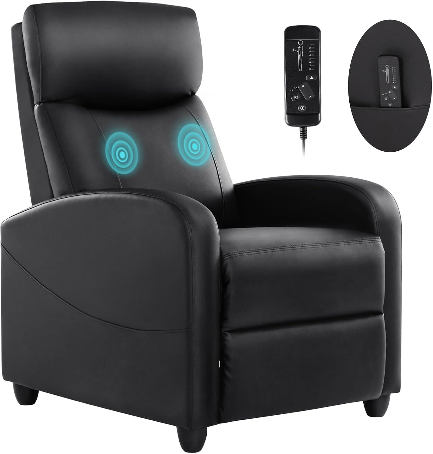 Sweetcrispy Recliner Chair for Adults, Massage PU Leather Small Recliner - $75