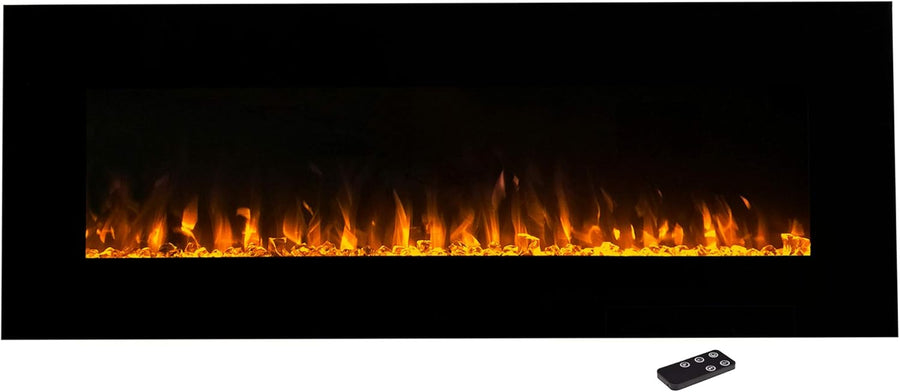 Electric Fireplace - 54 Inch Wall Mounted Fireplace Heater (Black) - $130