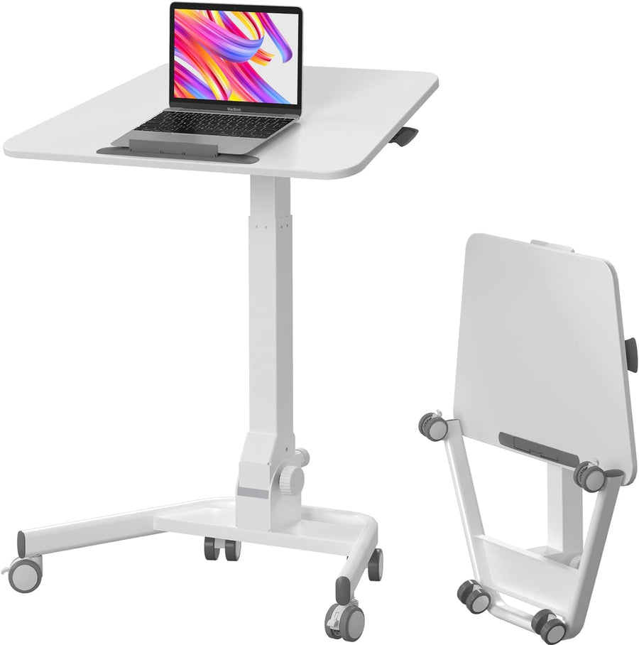 Joy Seeker Foldable Mobile Standing Desk, Pneumatic Height Adjustable - $125