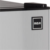 RCA RFR836 3.2 Cu Ft 2 Door Fridge and Freezer, Stainless Steel - $300