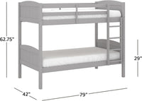 Hillsdale, Alexis Contemporary Wood Arch Twin Over Twin Size Bunk Bed, Gray - $235