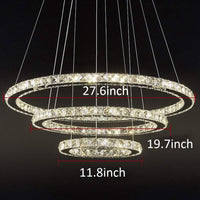 Aiwen Modern Crystal Chandelier Lighting 3 Rings LED Pendant Light - $170