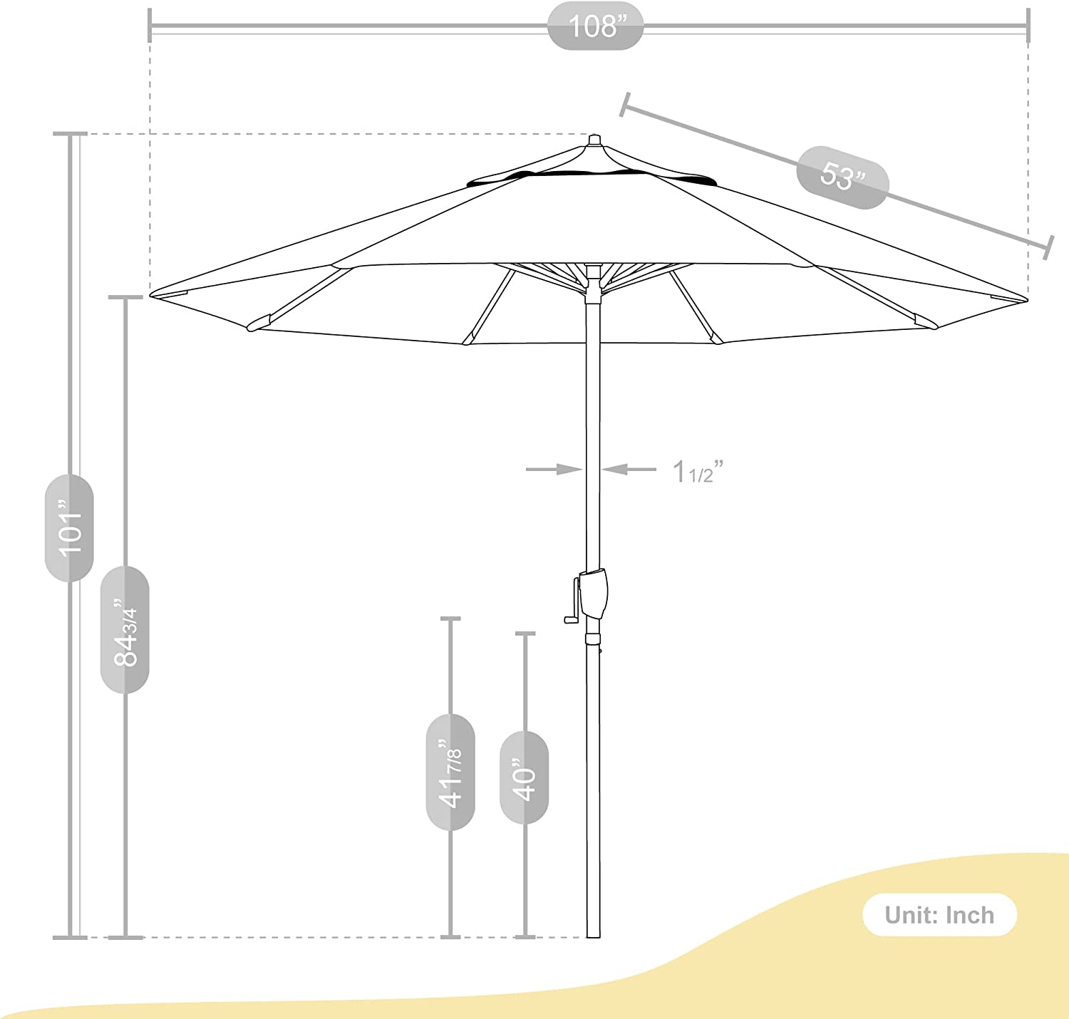 California Umbrella 9 ft. Auto Tilt Crank Lift Patio Umbrella, Macaw Sunbrella - $200
