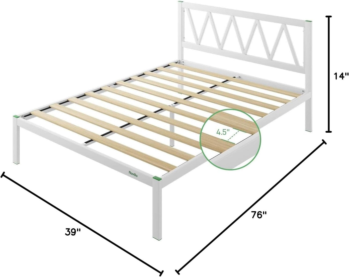 Novilla 14 Inch Twin Size Bed Frame with Headboard - $70