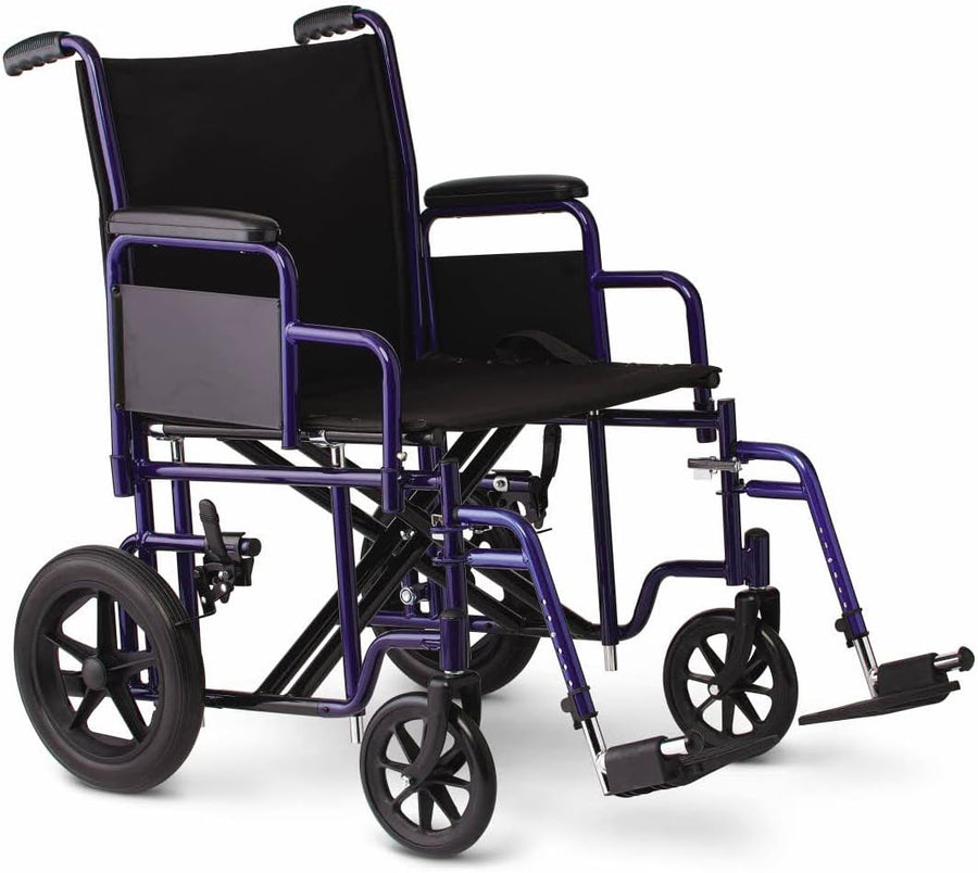 Medline Heavy Duty Transport Chair supports up to 500 lbs., 22" x 18" seat - $145