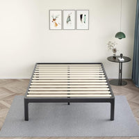 MAF 14 Inch Full Size Platform Bed Frames with Wooden Slats, Black - $100