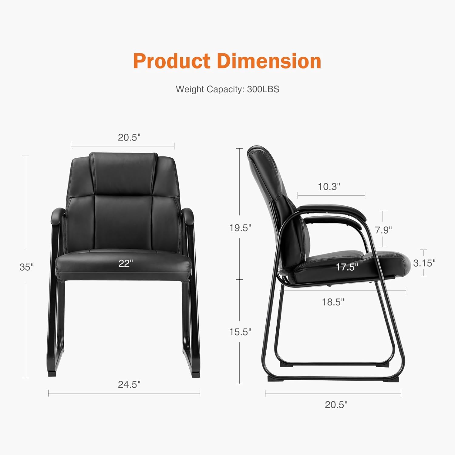 Sweetcrispy Waiting Room Chairs Set of 4, Leather Office Guest Chair No Wheels - $80