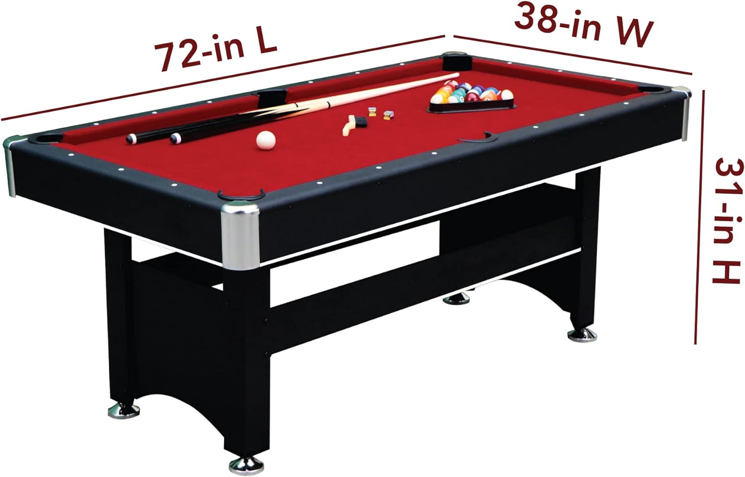 Spartan 6-ft Pool Table with Table Tennis Top - Black with Red Felt - $335
