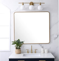 Elegant Decor Soft Corner Metal Rectangular Mirror 36x40 inch in Brass - $110