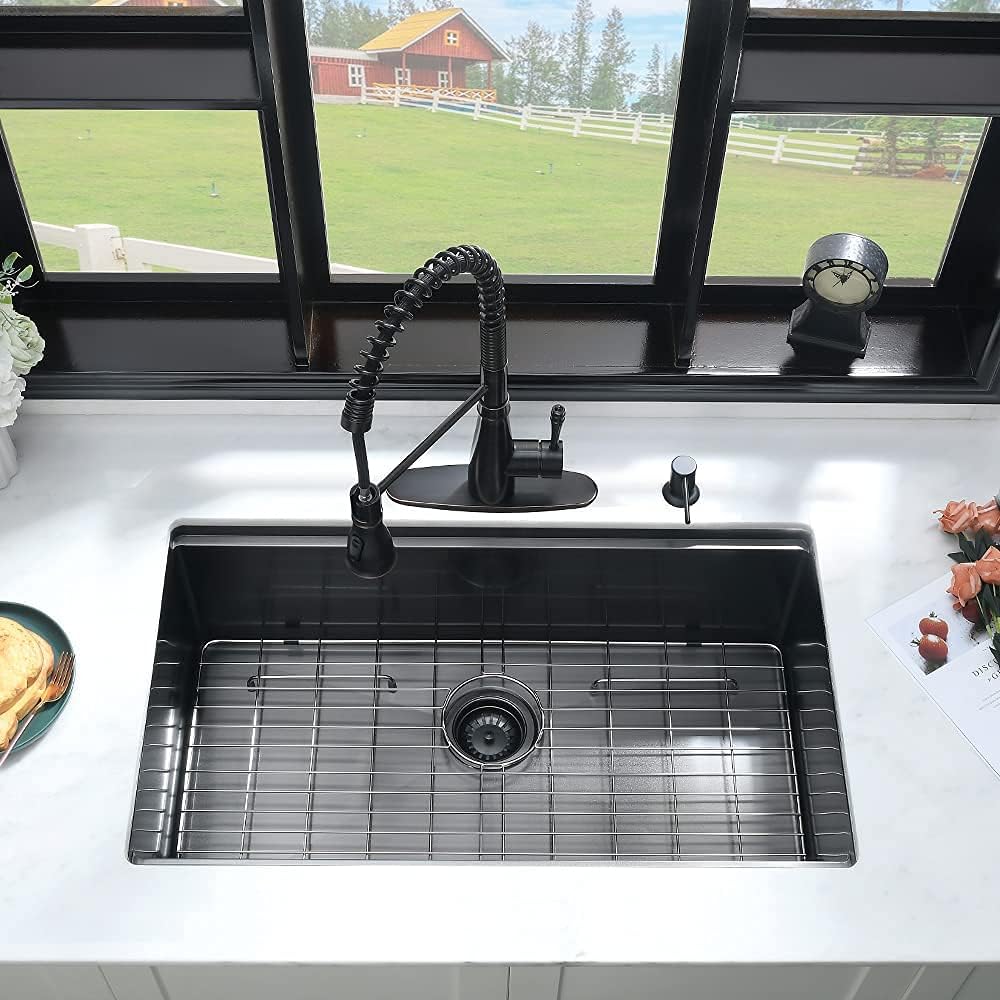33 Inch Black Stainless Steel Undermount Kitchen Sink - iAnomla 33x19x10 - $175
