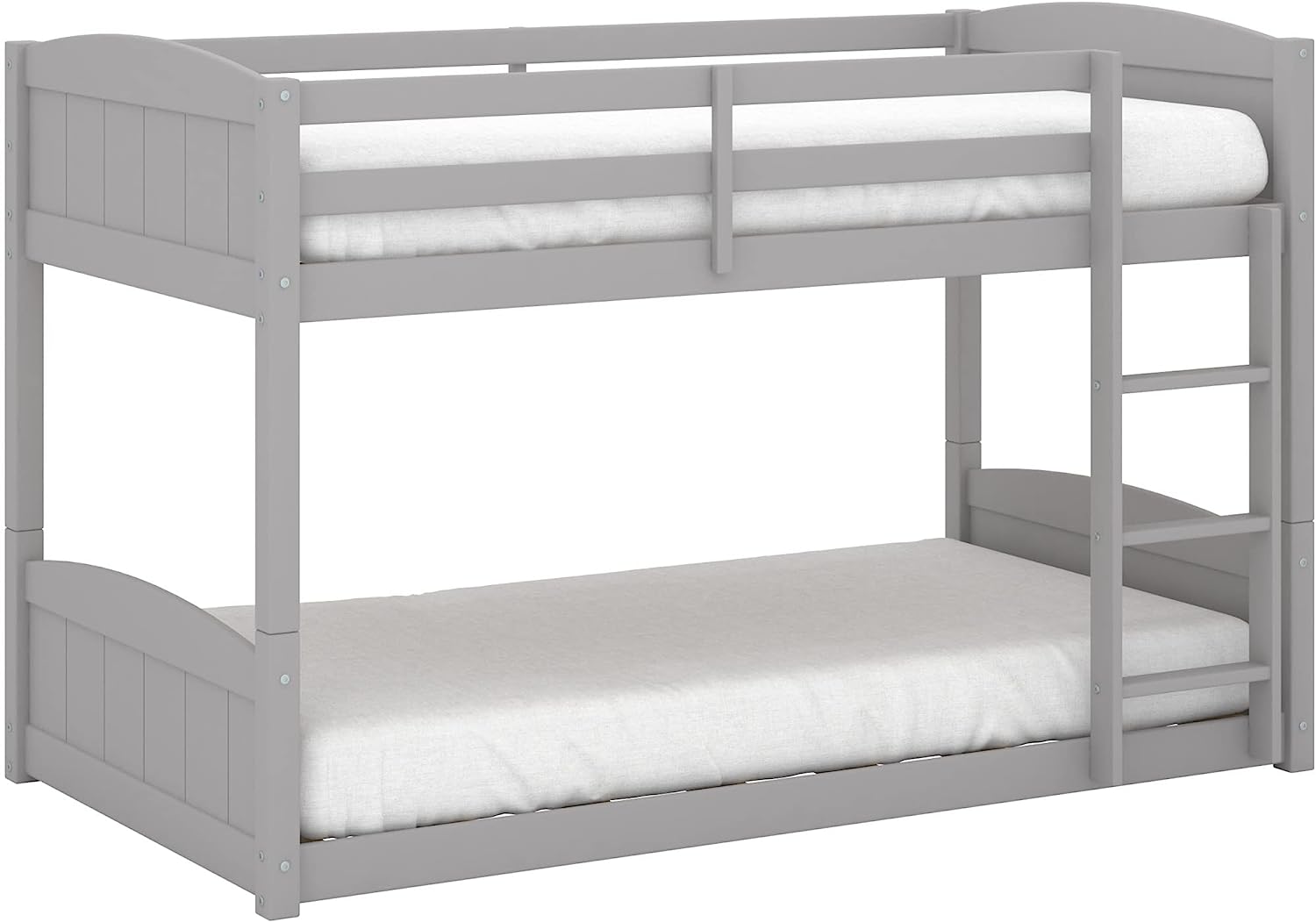 Contemporary Wood Arch Twin Over Twin Floor Bunk Bed with Slats, Gray - $445