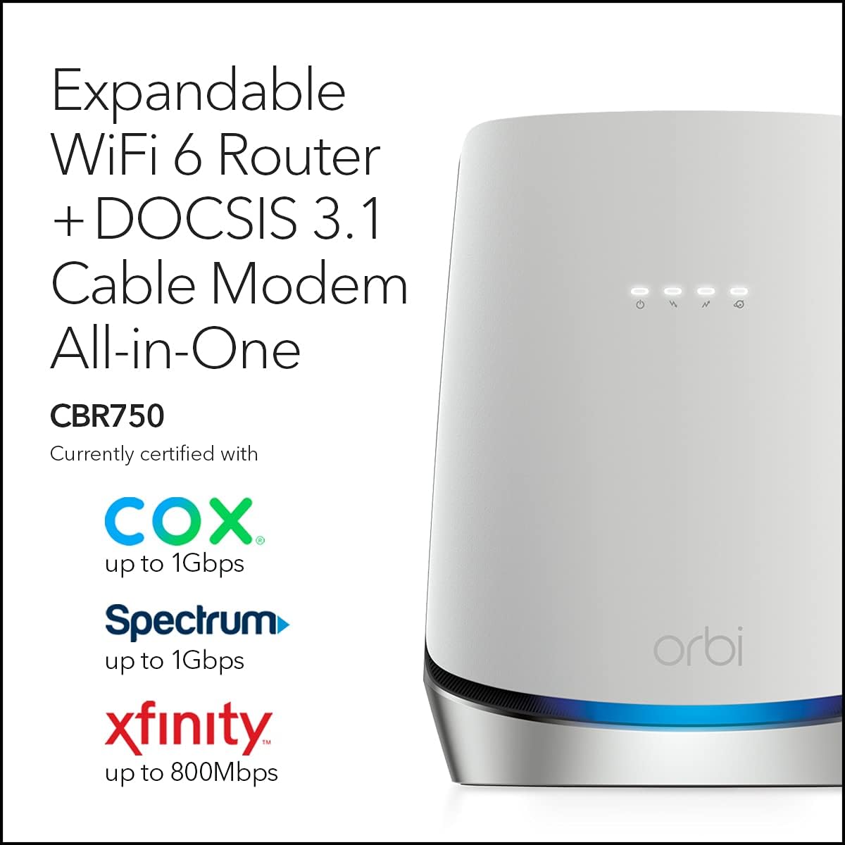 NETGEAR Orbi WiFi 6 Router with DOCSIS 3.1 Built-in Cable Modem - $335