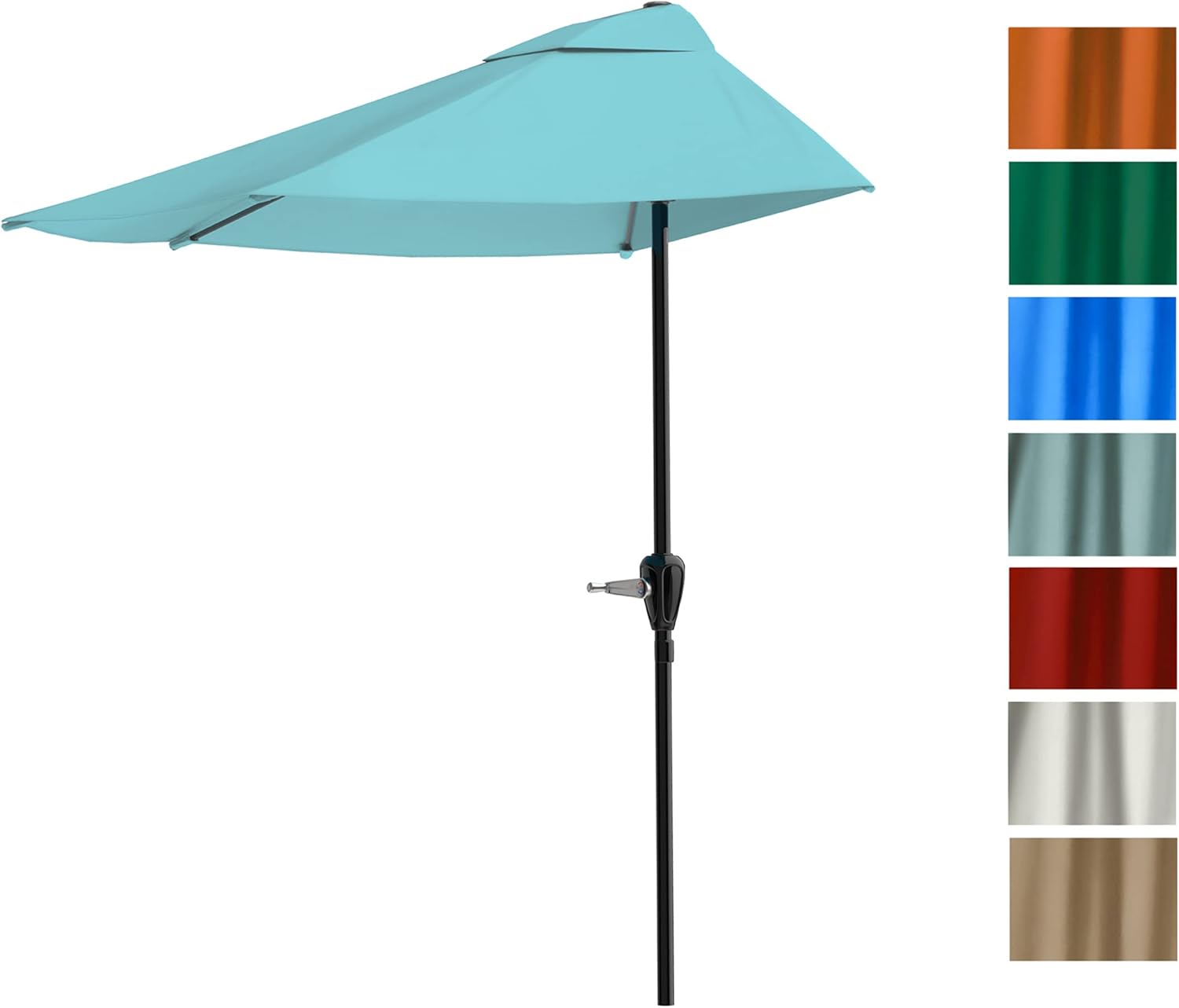 Half Umbrella Outdoor Patio Shade - 9 ft Patio Umbrella with Easy Crank (Blue) - $25