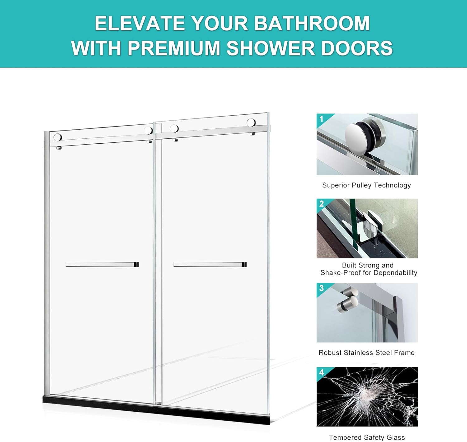 Milano Double Sliding Shower Door, 60 in.W x 74 in.H Framed Shower Door 5/16"(8mm) - $285