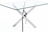 Tempered Glass Dining Table with Chromed Legs, 47" Modern Rectangular Kitchen Table - $110