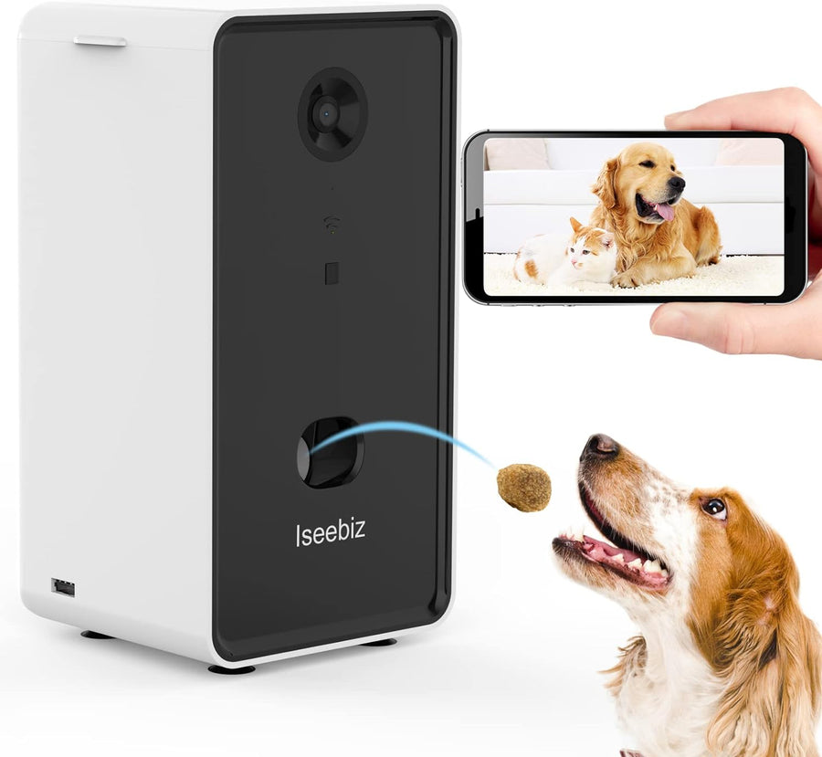 Iseebiz Pet Camera Treat Dispenser,1080P Night Vision Cat Dog Cam - $55
