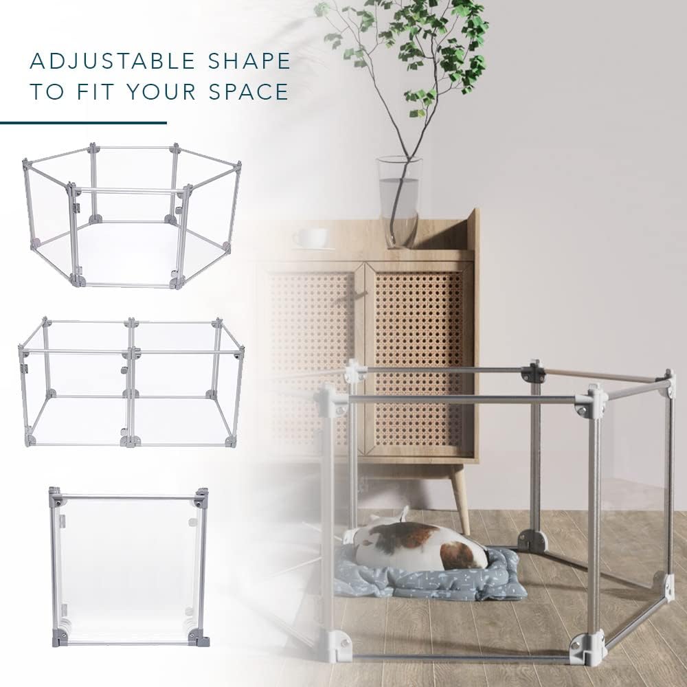 Foldable Indoor/Outdoor Dog Playpen with Transparent Panels & Silver Rods - $130