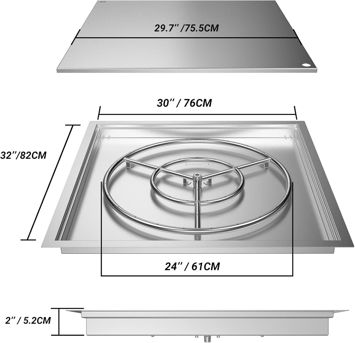 Skyflame 30" x 30" Square DIY Drop-in Firepit System Assembly Set - $145