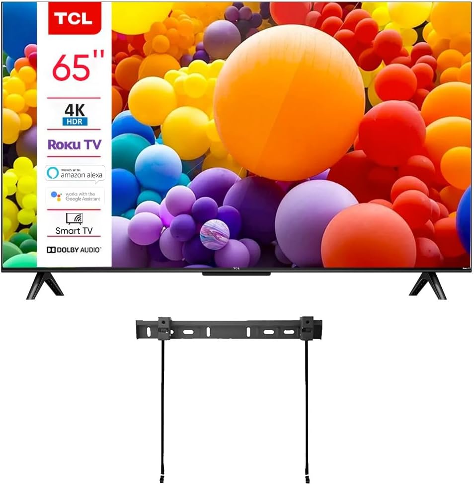 TCL 65-Inch Class 4-Series 4K UHD HDR Smart Roku TV + Wall Mount WiFi - $525