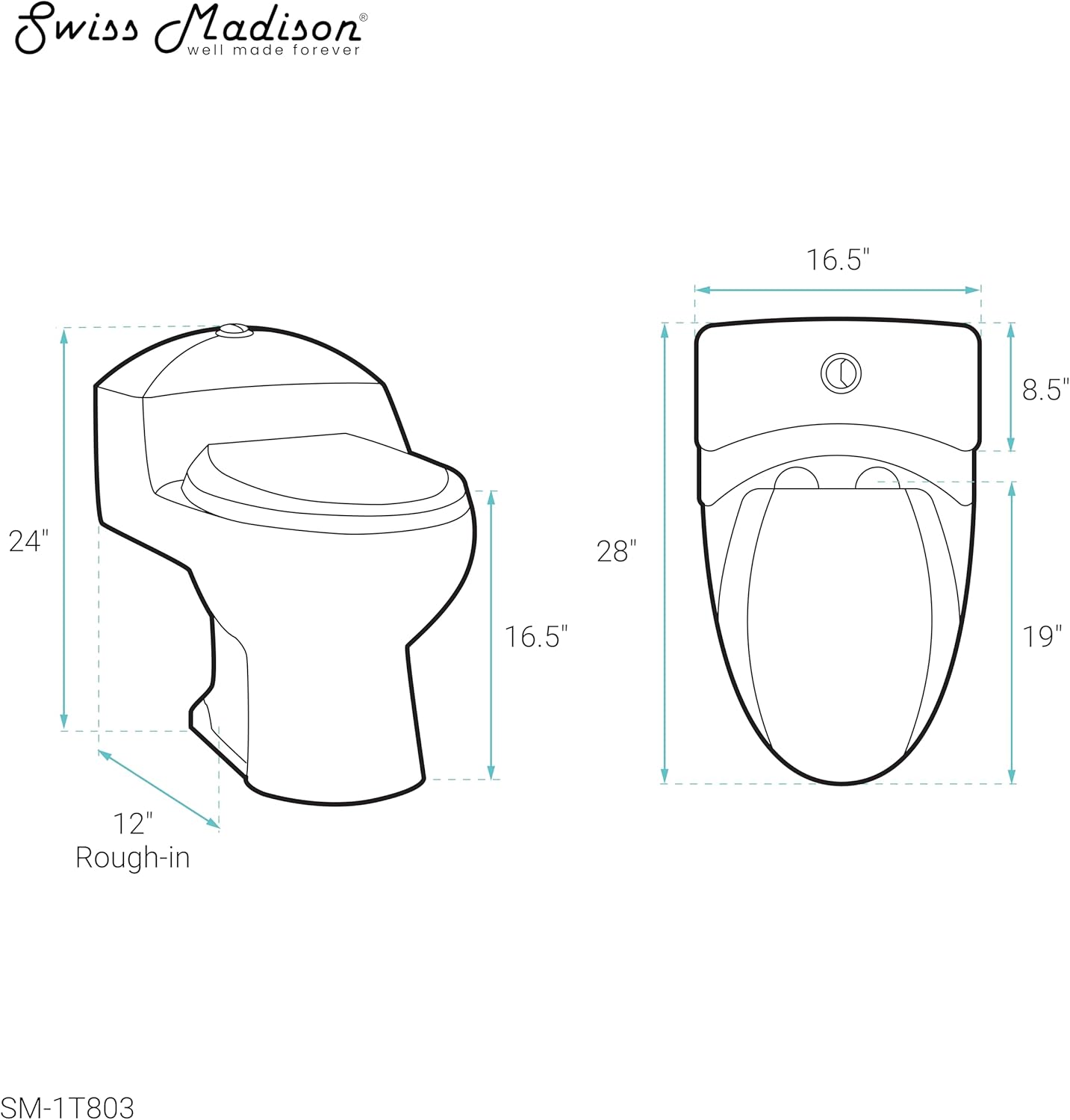 Swiss Madison SM-1T803 Chateau Elongated Toilet Dual Flush 0.8/1.28 Gpf - $170