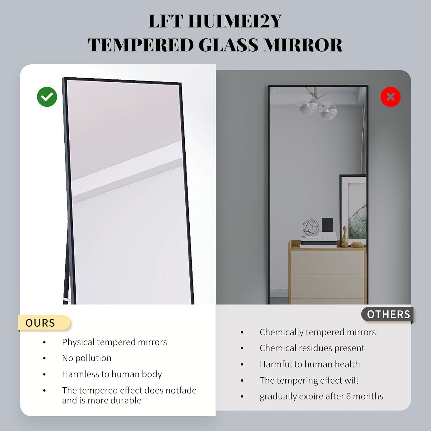 LFT HUIMEI2Y Full Length Mirror 71"x32" Standing Hanging, Bedroom Black - $120