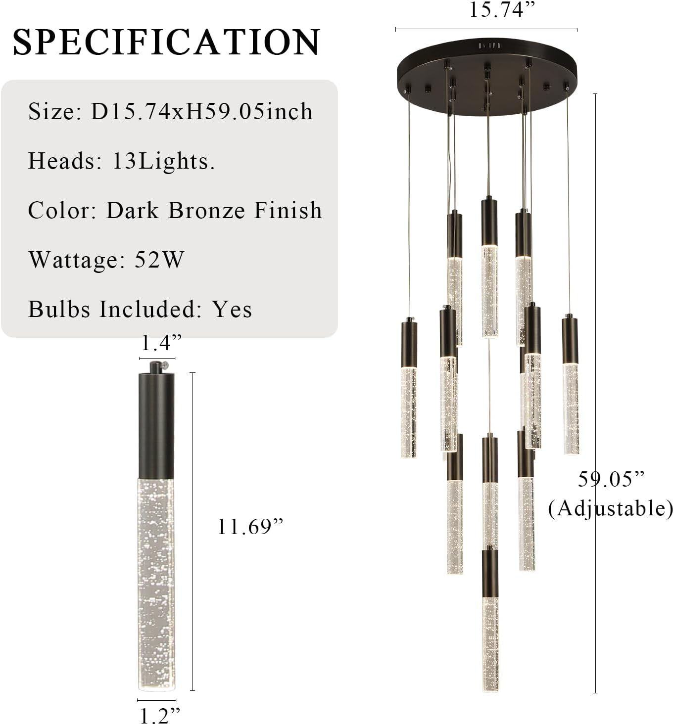 Round Black Chandelier, Modern Raindrop Hanging Lights (13 Lights) - $175