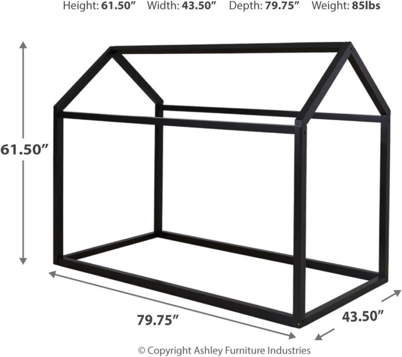 Signature Design by Ashley Flannibrook Contemporary House Bed Frame, Twin, Black - $65