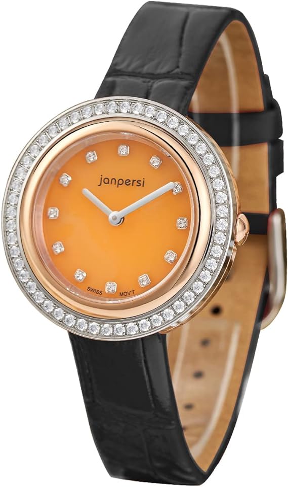 Janpersi Women's Natural Gemstone Swiss Watches with Genuine Leather Strap - $360