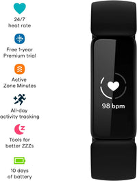 Fitbit Inspire 2 Health & Fitness Tracker, Black/Black (S & L Bands Included) - $50