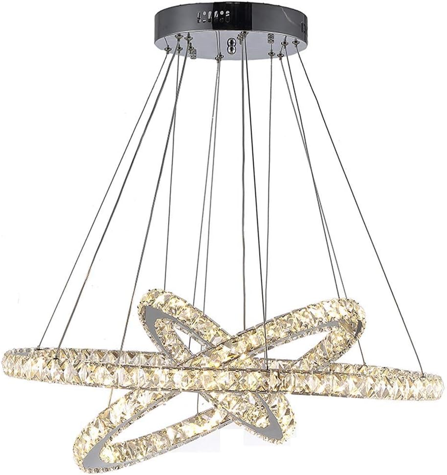 Aiwen Modern Crystal Chandelier Lighting 3 Rings LED Pendant Light - $170