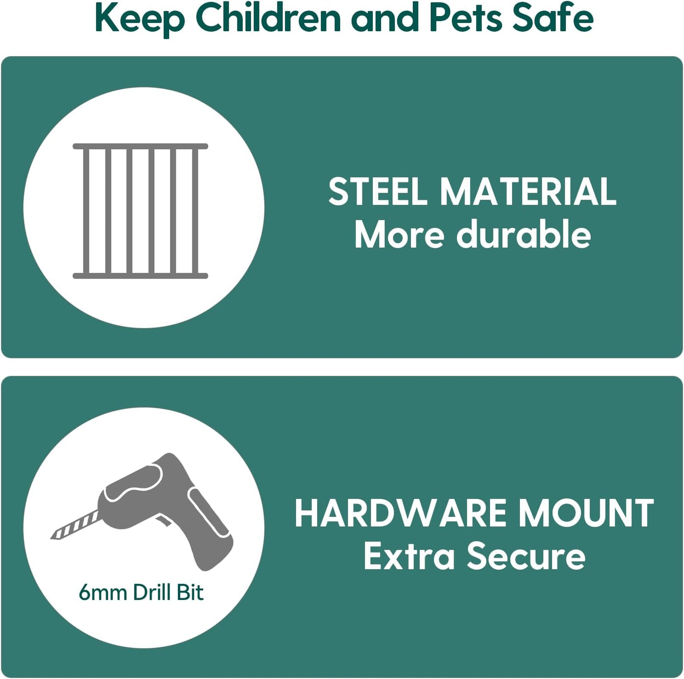 Babelio 2643" No Bottom Bar Baby Gate for Babies, Iron Black 50