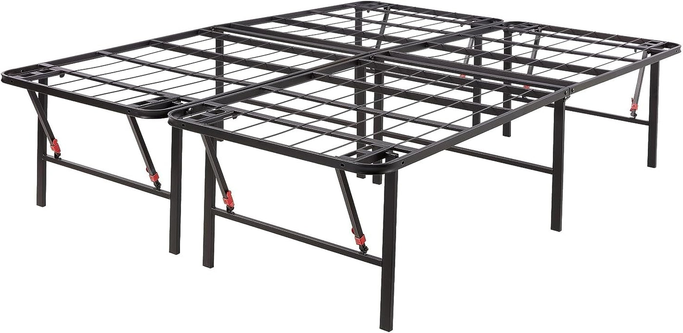 Amazon Basics Bed Frame with Storage, Foldable Metal Platform, Queen Size, Black - $60