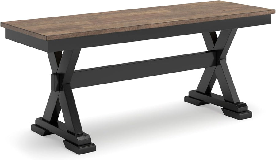 Signature Design by Ashley Wildenauer Farmhouse 50" Bench, Dark Brown & Black - $60