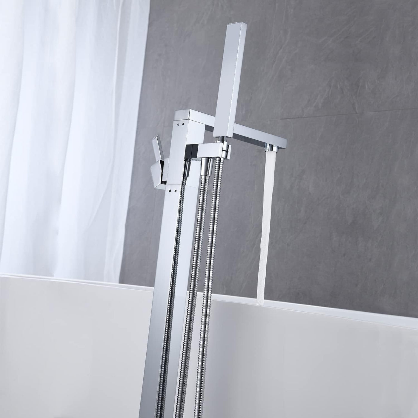 Wowkk Freestanding Bathtub Faucet Tub Filler Chrome Floor Mount - $175