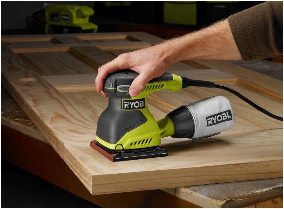 Ryobi S652DGK Corded 2 Amp 1/4 Inch 14,000 OBM Squared Orbital Sheet Sander - $30