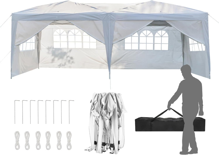 Outvita 10x20ft Pop Up Canopy with 6 SideWalls, Ez Pop Up Portable Instant Canopy - $85