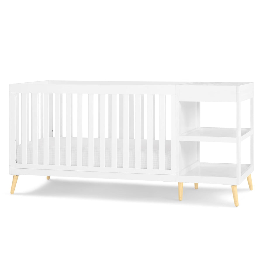 Delta Children Essex 4-in-1 Convertible Crib and Changer, Bianca White w/Natural - $125