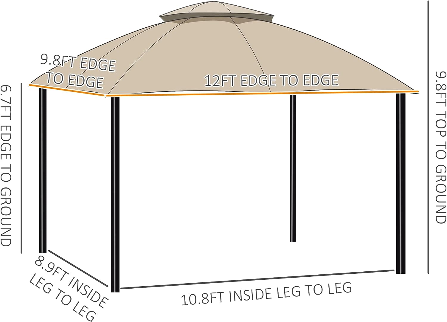 Outsunny 10' x 12' Outdoor Gazebo, Canopy Shelter w/Double Vented Roof - $290