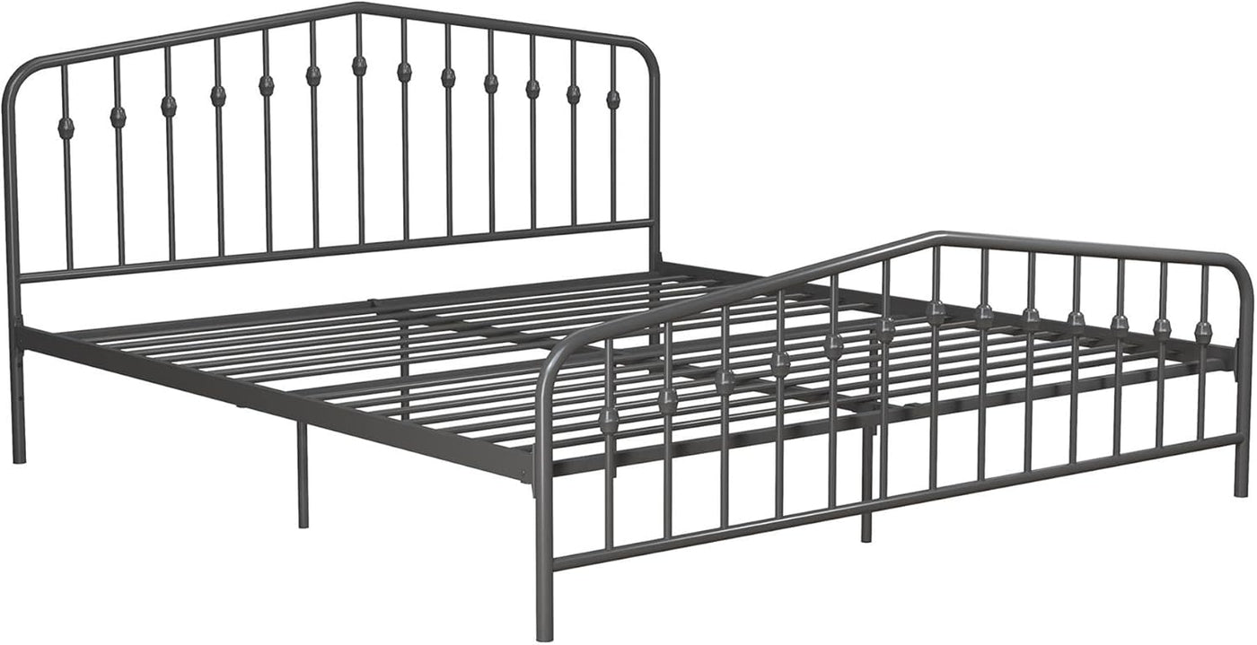 Novogratz Bushwick Metal Platform Bed Frame with Headboard, King, Gunmetal Grey - $140