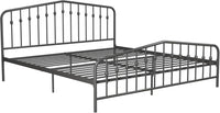 Novogratz Bushwick Metal Platform Bed Frame with Headboard, King, Gunmetal Grey - $140