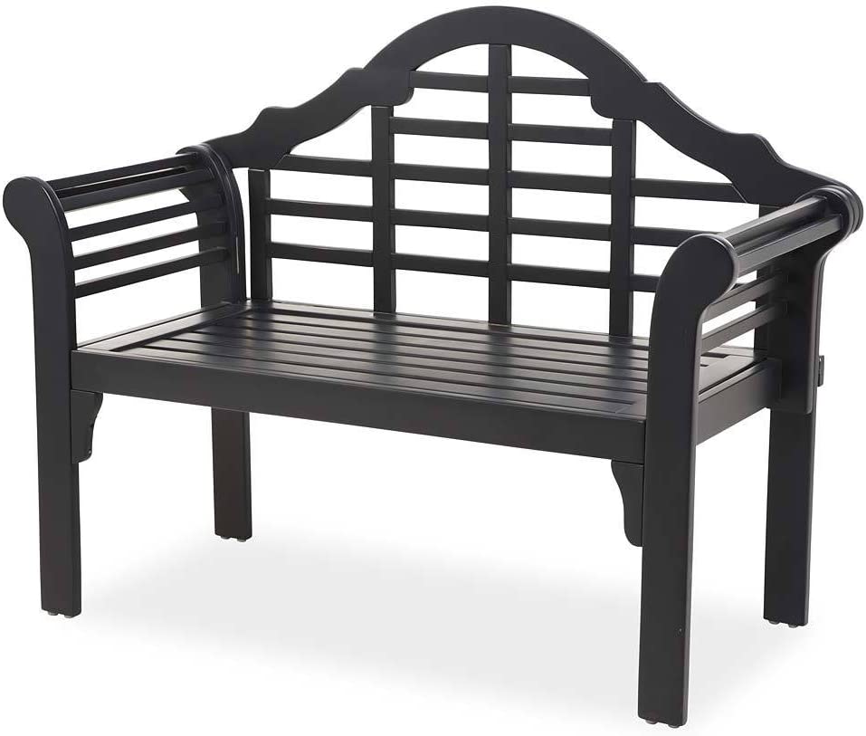 Plow & Hearth Weatherproof Lutyens Outdoor Bench | Wood | Black - $140