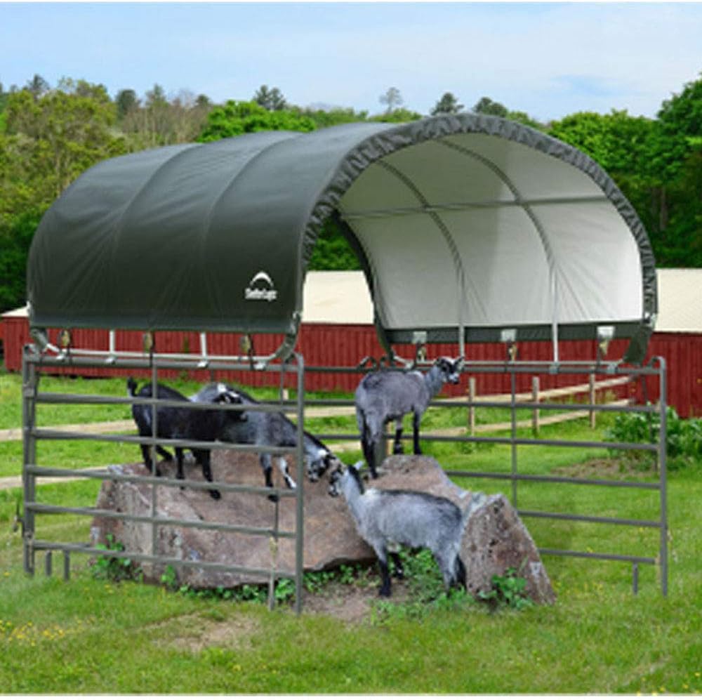 ShelterLogic 10' x 10' Powder Coated Green Corral Shelter Livestock Shade - $210