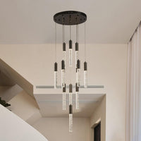 Round Black Chandelier, Modern Raindrop Hanging Lights (13 Lights) - $175