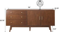 Walker Edison Mid-Century Modern Wood Kitchen Buffet Sideboard Entryway - $340
