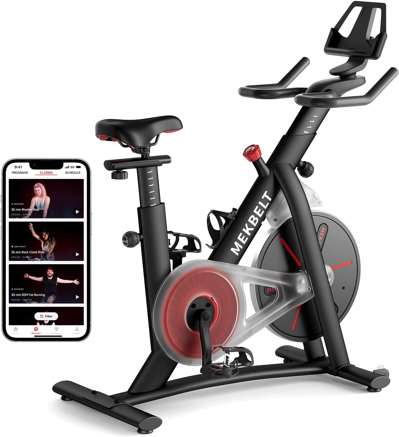 MEKBELT Exercise Bike, Indoor Cycling Stationary Bike, Bluetooth Connection - $155