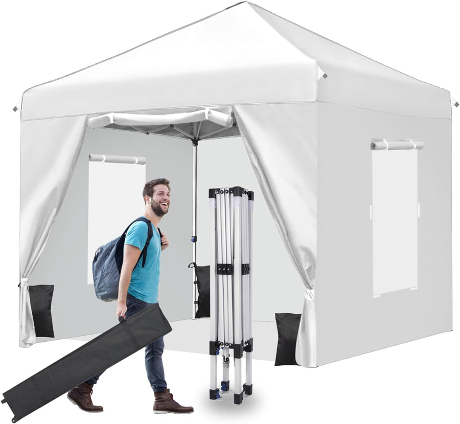 10x10 Pop Up Canopy Tent with 4 Removable Sidewalls and Windows - $90